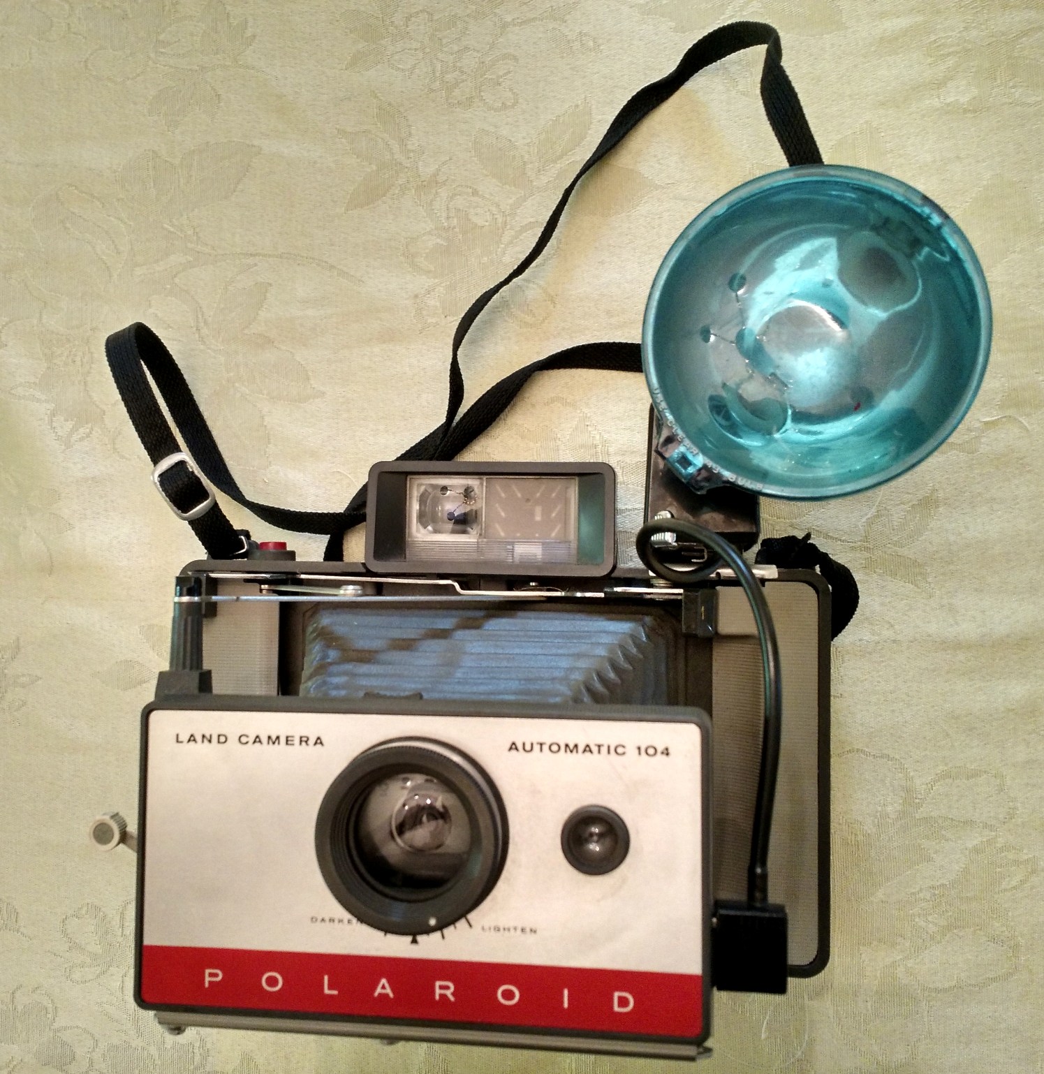 Polaroid 104 Land Camera with flash attached