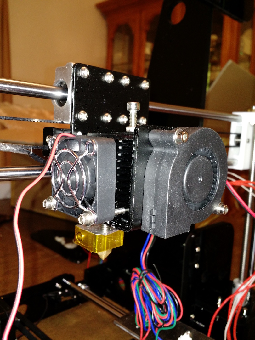 cooling fan bolted on extruder